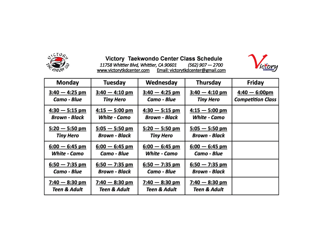 Class Schedule 